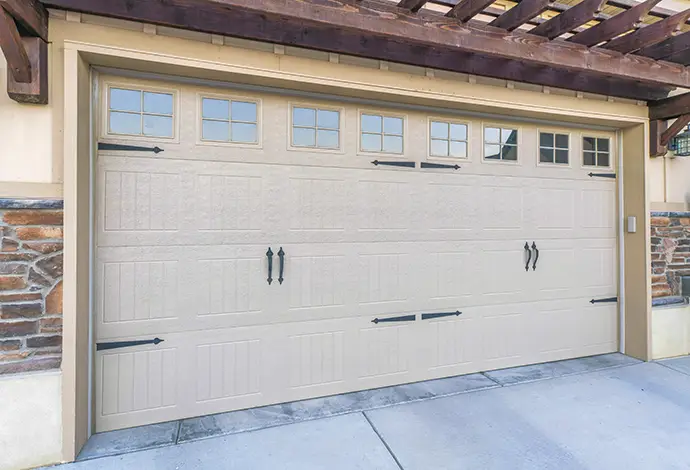 Modern garage door of a beautiful building on a sunny day
