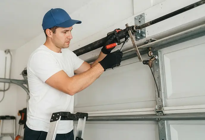 Technician repairing spring